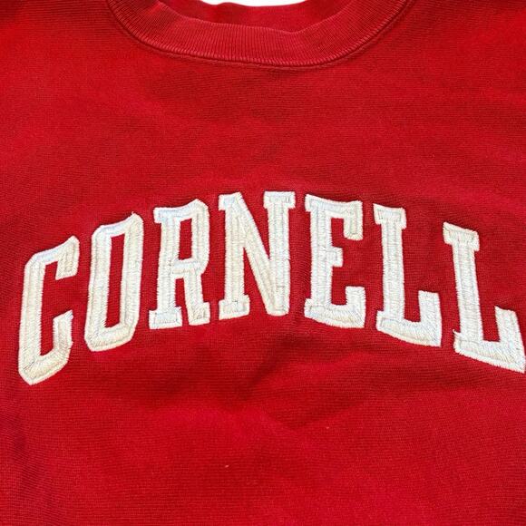 Vtg 80s Cornell Reverse Weave Warm Up Red Champion Crewneck Sweatshirt Medium - Picture 6 of 9
